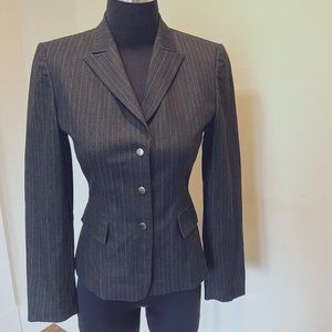Tahari black denim fitted blazer sz 2